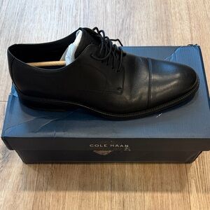 Cole Haan Black Leather Cap-Toe Derby